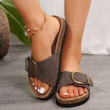 Women's Slip-On Fashion Sandals With Tassels And Straw Fabric - Perfect Summer Footwear For Ladies - Nâu toàn phần - Xem 3