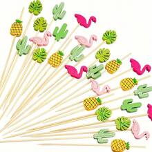 10/50/100/200/500pcs Bamboo Cactus Toothpicks - Hawaiian Style Party Decorations, Premium Cocktail Picks, Suitable For Snacks, Meat Platters And Holiday Celebrations (Eid, Halloween, Christmas, Thanksgiving), Cactus Decor - Multicolor - View 6