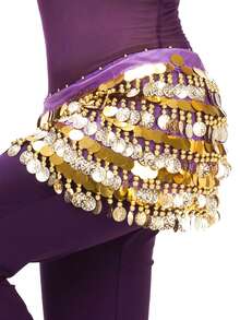 Arabian-Inspired Belly Dance Waist Belt - 288-Coins 5-Layer Copper Gong Wrap For Performances & Carnival Events - Multicolor - View 8