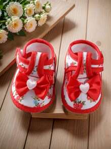 1 par de zapatos/calcetines para bebés niñas con suela blanda, encaje, moño, para recién nacidos e infantes de 0 a 12 meses, calzado de princesa para los primeros pasos