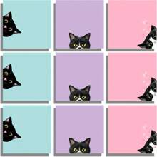 Set de notas adhesivas de gato negro de 3/6/9/18 unidades, blocs de notas autoadhesivos rosa, blocs de notas lindos super adhesivos para regalos de amantes de los gatos, maestros, oficina y útiles escolares, 3x3 pulgadas