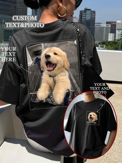 Regalos personalizados, camisetas personalizadas para mujeres, agrega tu texto y fotos (patrón de insignia/logotipo de la empresa/foto familiar/selfie/mascota/foto de pareja), diseño de patrón y texto en la parte delantera, elegante, de moda, hipster, casual, minimalista chic, personalizado, único, disfraces de hombre, cápsula de armario, estilo básico/urbano para hombres, regalos ideales para él, novio, familia, amigos, para cumpleaños, para vacaciones/feriados, para la escuela/competencia, para deportes/escalada, otoño elegante, impresión gráfica