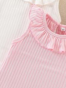 4pcs Young Girl Solid Color Tank Tops 2025 - Sleeveless Ribbed Summer - Multicolor - View 5