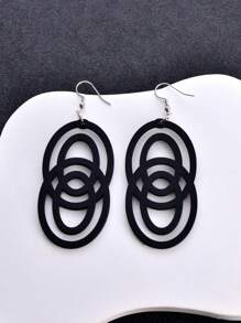 1 Pair Geometric Design Matte Texture Earrings, Fashionable Jewelry For Women, Suitable For Party And Evening Wear