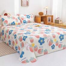 3pcs/Set Soft Skin-Friendly Printed Bedding Set, Modern Rectangle Fashion Simple Luxury Double Bed Sheet Set With Pillowcase, Multiple Sizes, Suitable For Bedroom Home Use All Seasons