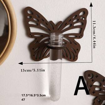 Soporte de madera para plantas hidropónicas colgantes con mariposa para decoración de verdor, decoración sencilla para el dormitorio y el hogar