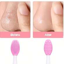 3 件装硅胶鼻刷清洁去黑头刷双面柔软去角质刷DIY面部护肤清洁粗糙按摩工具男女家用面部清洁、面部刷、袋子、收纳袋 - 彩色 - 查看 7