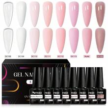 8支/套 7毫升 自然裸色橡胶底凝胶指甲油，美甲用品 乳粉色果冻白色闪粉半永久可卸UV/LED美甲凝胶指甲油，带礼盒 - 彩色 - 查看 2