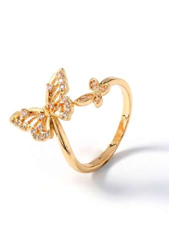 1 inel elegant, luxos, cu design fluture, potrivit pentru petreceri și purtare zilnică