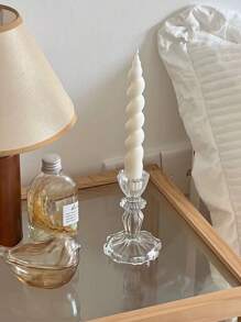 3Pcs/1Pc Elegant Clear Candle Holders/Candlestick Holders, Room Decor/Home Decor/Table Decor,Natural Crystal Design, Suitable For Furniture Decoration, Home Table Decoration, Wedding Center Decoration, Office Decoration, Outdoor Garden Decoration, Room Decoration, Family Gathering, Table Decoration, Wedding, Event,Best Friend Gift/Christmas/Thanksgiving Day/Halloween