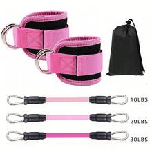 Set de 6 bandas de resistencia con correas para tobillos, de tensión media, equipo de ejercicio para piernas y glúteos, para desarrollo muscular, entrenamiento de fitness, yoga, correr, taekwondo y accesorios de gimnasio - Negro - Ver 12