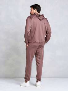 Men's Sweatshirt And Pants Set - Rust Brown - View 2