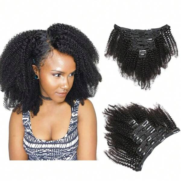 Extensão de cabelo humano afro virgem brasileiro, crespo, cacheado, com clipe, 4B e 4C, extensão de cabelo afro cacheado, cabelo humano para , cabelo afro cacheado, com clipe, extensão de cabelo para mulheres, cabelo afro cacheado, cabelo humano real, com clipe, para uso diário