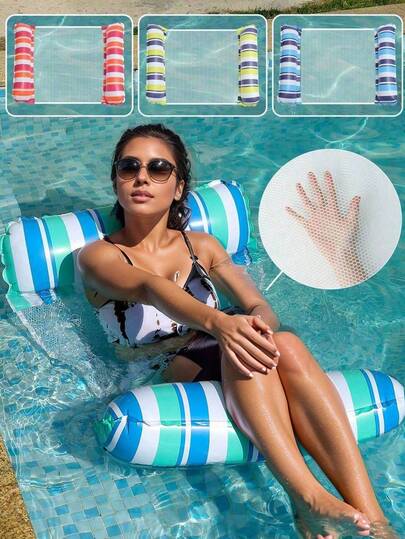 1pc Inflatable Water Lounge Chair, Dual-Colored Adult Summer Pool And Beach Floating Device, Party Use, Perfect Summer Gift, Swimming Pool Raft Lounge Chair, Floating Fun And Relaxation For Adult Vacations Pool Float, Beach Essentials, Beach Accessories