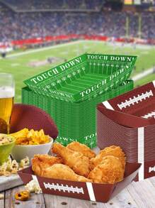 12/24 Peças Bandejas de Servir para Decoração de Festa de Natal, Bandejas Descartáveis com Tema de Bolas, Tigelas de Decoração de Festa de Aniversário, Pratos de Decoração para Cozimento e Casamento - Bandejas de Comida com Tema de Futebol Rugby, Bandejas Grandes de Flocos de Milho, Adequadas para Temas de Festa de Aniversário de Futebol, Beisebol e Rugby, Suprimentos para Festa de Dia de Jogo, Decorações para Festa de Aniversário e Casamento.