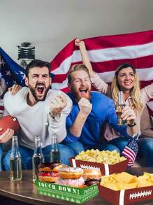 12/24 Peças Bandejas de Servir para Decoração de Festa de Natal, Bandejas Descartáveis com Tema de Bolas, Tigelas de Decoração de Festa de Aniversário, Pratos de Decoração para Cozimento e Casamento - Bandejas de Comida com Tema de Futebol Rugby, Bandejas Grandes de Flocos de Milho, Adequadas para Temas de Festa de Aniversário de Futebol, Beisebol e Rugby, Suprimentos para Festa de Dia de Jogo, Decorações para Festa de Aniversário e Casamento.