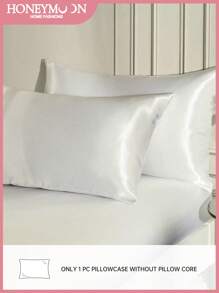1pc Premium Silky Satin Envelope Pillowcase, Soft Breatheable Wrink-Free Better For Hair Skin Sleep, Pillow Covers Without Filling, White, Oeko-Tex Certified
