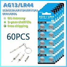 10-60PCS AG13 Coin Cell Battery RW82 SR1154 SP76 LR44 357 357A S76E G13 Alkaline Button For Watch Electronic Remote - LR44 - View 10