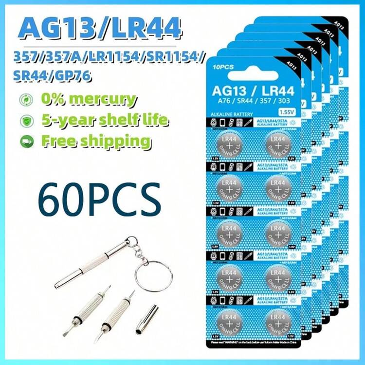 10-60PCS AG13 Coin Cell Battery RW82 SR1154 SP76 LR44 357 357A S76E G13 Alkaline Button For Watch Electronic Remote - LR44 - View 10