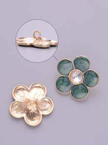 4pcs/Pack Elegant Floral Rhinestoned Metal High-End Buttons, Applicable For Shoes, Hats, Bags, Clothes, Headwear, Scarfs, Wedding Dresses, Bridal Bouquets, DIY Jewelry Handcraft Accessories