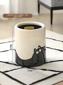 1pc Large Capacity Trash Can - Elegant White & Gold, Durable Plastic Round Design, Suitable For Living Room, Kitchen, Bedroom, Bathroom - Textured Exterior, Smooth Interior, Top Opening, Indoor Use, Kitchen Trash Can | Modern Garbage Bin