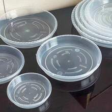 10pcs Garden Plant Saucer Plastic Clear Drip Tray Round Flower Pot Base Snack Container Desktop Trash Storage