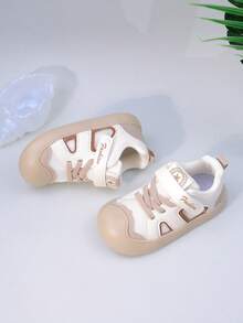 全新春季儿童跑步鞋低帮钩环女童鞋幼儿/小孩休闲网眼透气男童运动鞋时尚厚底婴幼儿宝宝厚底运动鞋爬行鞋 - 米色 - 查看 5