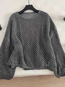 夏日假期镂空宽松针织套头衫