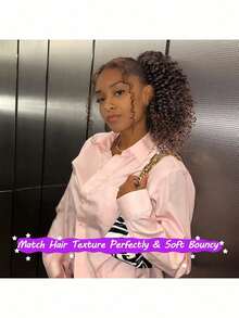 Fashion  Short Curly Ponytail, 12 Inch Natural Pull Rope, Two Clips, Synthetic African Female - Multicolor - View 8