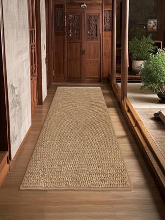1pc High-End Faux Sisal Pineapple Print Brown Carpet, Simple Design For Indoor/Outdoor Entryway, Hall, Kitchen And Other Areas