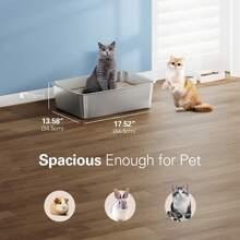 2 Pcs Litter Box For Cat/Kitten/Rabbits, Metal Litter Box For Cats, Odor Control Kitten Litter Pan, 17.5" L X 13.6" W X 6" H