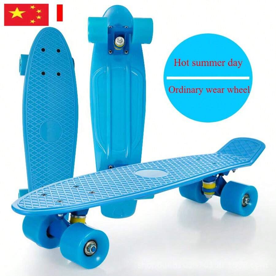 Skateboard Teenage Street Plastic Fish, Skateboard Banana de înaltă rezistență, unisex, cu 4 roți, cu lumini colorate