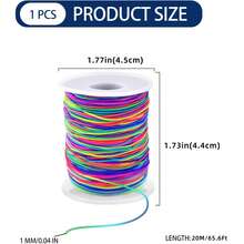 1 Roll 1mm(0.04 Inch) Rainbow Elastic Cord, Elastic Beading String, Used For Jewelry Making Bracelets, Beads, Rainbow Elastic Rope, Clay Beads, Jewelry, Necklaces, Sewing And Crafts [20M(65.6Ft)/50M(164Ft)] - Multicolor - View 11
