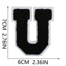 26 Remendos de Letras Termo-Aplicáveis, Letras em Chenille A-Z, Remendos Decorativos Bordados, Costuráveis Personalizados para Reparação de Roupas, Bonés, Camisas, Sapatos, Denim, Bolsas (Preto)