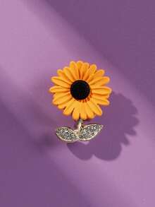 1 件优雅的太阳花胸针，迷人的金属向日葵翻领别针，适合西装外套、毛衣、时尚配饰连衣裙配饰别针用于衣服包包饰品学校办公室配饰衬衫夹克珠宝万圣节衣服别针有趣可爱的教师礼物圣诞节 - 黃色 - 查看 5