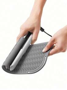 1/2 piezas Alfombrilla de silicona resistente al calor a 480°F (250°C) - Soporte giratorio para tenacillas, planchas y onduladores de pelo para viaje
