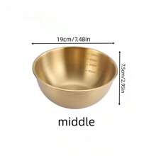 1pc/3pcs Stainless Steel Mixing Bowls Set With Measurement, Multi-Functional Kitchen Bowls For Salad, Fruit, Pasta, Easy To Clean, Holiday Theme, Outdoor, Brushed Gold Metal Surface, Round - Size 6.29 Inch, 7.48 Inch, 8.66 Inch,School Supplies