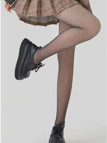 80g No Fleece Tight Translucent Pantyhose Women Leggings Stockings High Waist Thin Tights Body Shaper Pantyhose 3D Stocking Legging For Spring Autumn