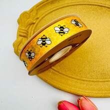 2.5cm Wide Cross-Border Sunflower And Bees Paragaph Ribbon, Decorative For Summer Scene