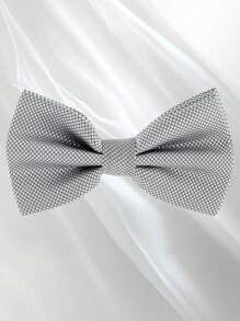 Men's Solid Color Elegant Jacquard Bow Tie, Pre-Tied Double Layer Solid Color Bowtie, Satin Formal Tuxedo Bowknot, Adjustable, Suitable For Groomsmen, Wedding, Party, Formal Events, Holiday Gift