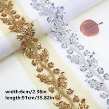 Perles Brodées En Dentelle Soluble Dans L'eau, 1 Mètre, Ruban De Dentelle, Perles De Verre, Accessoires Pour Vêtements, Bricolage