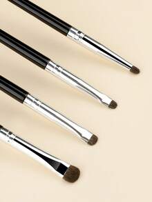 4pcs Black Small Precise Eyeshadow Makeup Brushes, Pointed Tapered Eyeshadow Blending Cosmetic Tools - Black - View 6