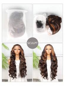 Halloween Costume Wig Synthetic Heat Resistant Front Lace Wig 13*4 Long Wave Hair 30 Inch Brown Everyday Use High Quality Ladies Wigs Natural Looking High Quality Synthetic Soft Beginner Friendly Wigs - Multicolor - View 8