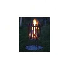 Feuerkorb mit Funkenschutz Terassenfeuer Gartenfeuer Feuerstelle rund mit Bodenplatte, Terassen Garten Feuer Korb Feuerschale Grill (Feuerkorb mit Grill-Funktion)
