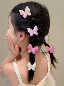 115pcs Pink Hair Accessory Set For Girls: Ribbon Bow Hair Scrunchies, Pearl Butterfly Hair Clips, Simple Princess Hair Ties, Non-Damaging Towel Scrunchies, Baby Hair Clips