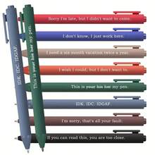 8/16/24 件有趣的塑料笔 - 可伸缩圆珠笔，带有有趣的文字，黑色墨水，印有文字，非常适合办公室、学校、派对活动、任何喜欢幽默的人送给同事的礼物 - 彩色 - 查看 5