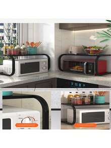 1pc Double Tier Basic L-Shaped Kitchen Shelf, Thicker & Larger Oven Rack, Spice Jar & Storage Organizer - Multicolor - View 5