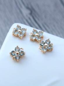 1 pieza/5 piezas Colgante de flor de trébol de cristal de circonia cúbica microincrusted, hecho a mano para hacer pulseras y joyas DIY, de aproximadamente 7,7 * 10 mm incluyendo el anillo, elegante kit de accesorios de colgante de cuentas portátil DIY