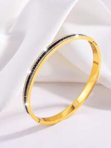 Camhanno 1pc Pulseira de aço inoxidável divertida e elegante com diamantes, adequada para a namorada do feriado cheia de ritual