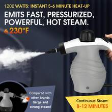 PANCERKA Limpador elétrico a vapor multiuso com limpador de acessórios de 9 peças, esfregão de limpeza e higienização a vapor de alta temperatura, exaustor portátil, limpador a vapor de alta pressão para remoção de manchas, carpetes, cortinas, assentos de carro, pisos e limpeza de janelas - Plugue tipo UE E (220-240V) - Ver 4